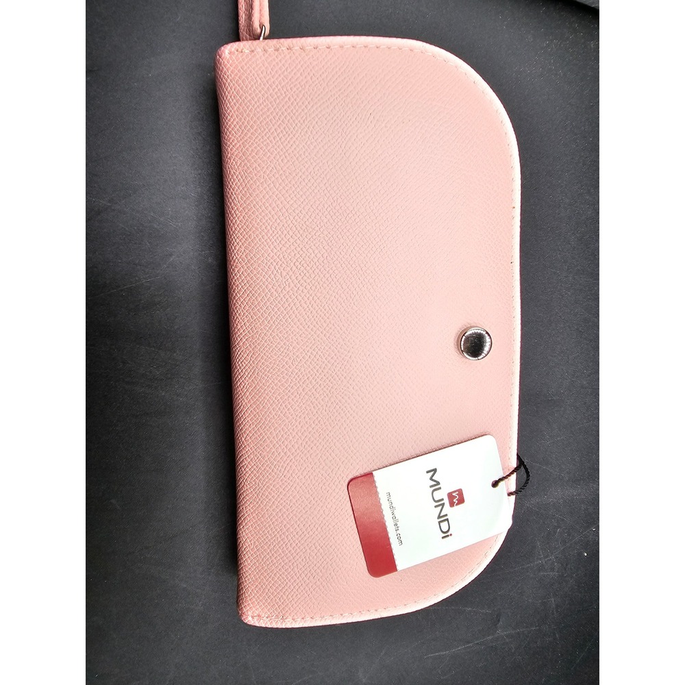Mundi Chrissy Pink Faux Leather Zip Around Wallet Clutch Crossbody Bag New